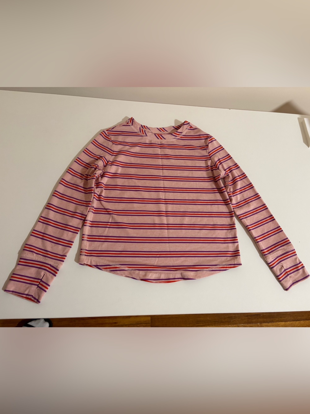 Hanna Andersson Striped Long Sleeve Athletic Crew Neck Tee Shirt size 6-7Y
